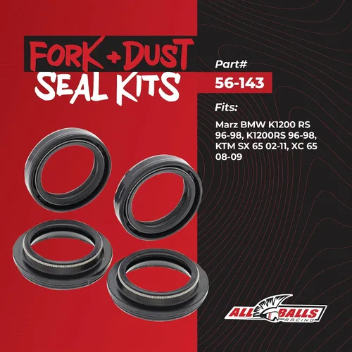 Vista 2 de All Balls Racing 56-143 Kit de retenes de horquilla y guardapolvo compatible con/reemplazo para KTM Reemplazo OEM, se adapta a BMW K1200 RS