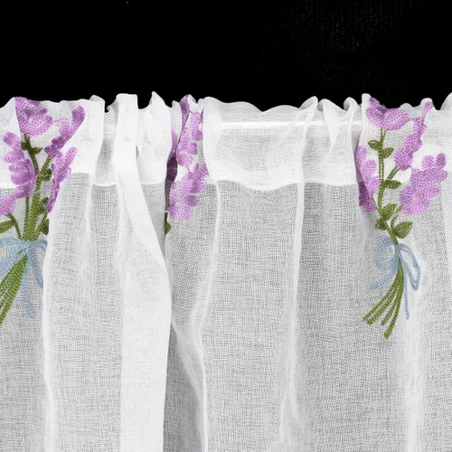 Vista 9 de Molaxhome Cenefa de cortina con bolsillo de barra de encaje de flores moradas para dormitorio, baño, sala de estar