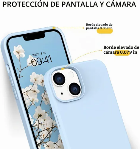 Vista 3 de Telaso Funda compatible con iPhone 14, silicona líquida de goma de gel suave para iPhone 14, funda delgada para teléfono con forro de microfibra