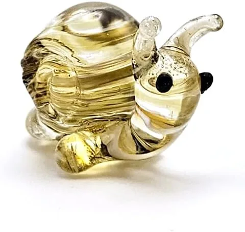 Vista 4 de Rare Caracol Micro Tiny - Figuras artísticas de vidrio soplado a mano, animales coleccionables, regalo para decoración del hogar (ámbar)