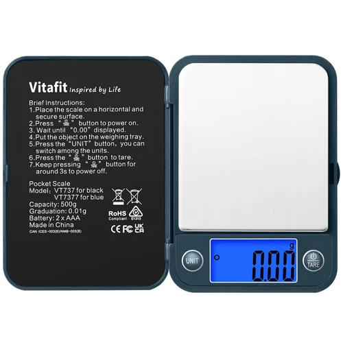 Vista 10 de Vitafit Balanza digital de bolsillo de 500g, precisión alta asegurada por fábrica profesional de balanzas desde 2001, balanza de gramos 0.01g
