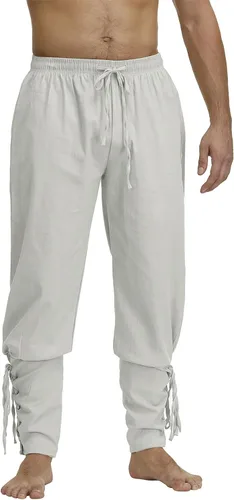 Vista 3 de Zhitunemi Pantalones de pirata vikingo para hombre disfraz renacentista para hombre, pantalones medievales - disfraces pirata de Halloween y feria