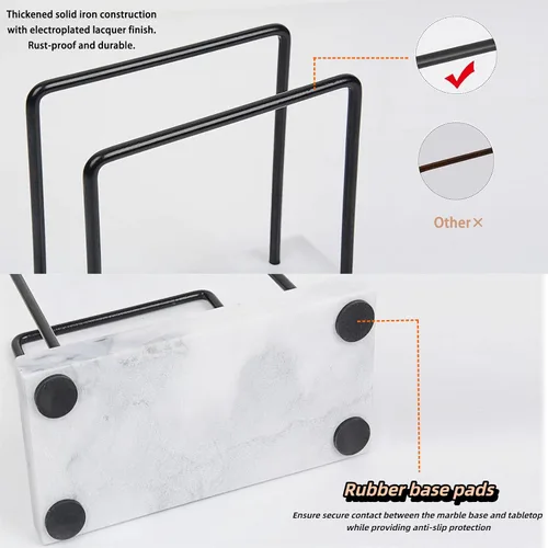 Vista 4 de Servilletero de mármol, almacenamiento de servilletas de metal negro, moderno servilletero vertical para mesa, servilleteros de cóctel para comedor