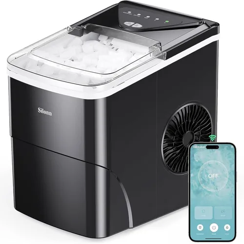 Vista 9 de Silonn Máquina de hielo de pepitas para encimera, máquina de hielo de pellets con función de autolimpieza, la máquina de hielo sónico produce 33