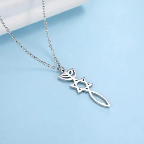 Vista 3 de Oyalma - Collar con colgante de estrella de David de Israel judío de Israel para mujer y hombre