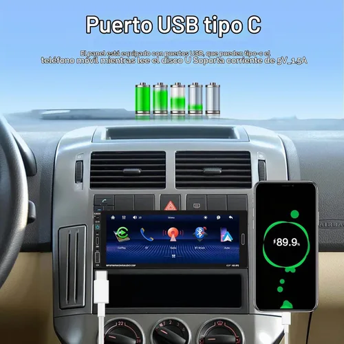 Vista 7 de [Fuluku] Estéreo de coche de 6,9 pulgadas de un solo DIN con Carplay inalámbrico Android Auto Wireless Carplay Android Auto,1 Din Car Radio BT
