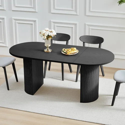 Vista 14 de weselon Mesa de comedor extensible de 42 a 105 pulgadas para 4 a 12, mesa de comedor ovalada expandible con base de pedestal estriada y pata