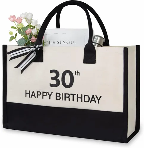Vista 81 de TOPDesign Personalized Initial Canvas Beach Bag, Monogrammed Gift Tote Bag for Women