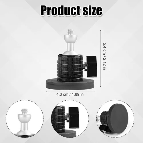Vista 2 de Soporte magnético para cámara, soporte magnético de cámara de seguridad para cámaras con rosca de 1/4 de pulgada Base de montaje magnética ajustable