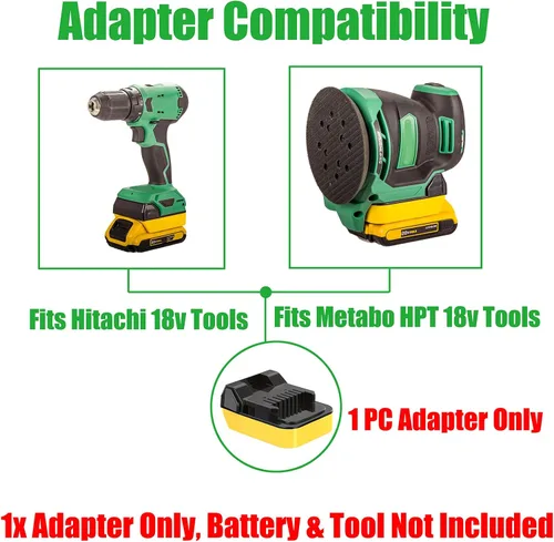Vista 3 de Nueva versión de adaptador para batería de litio DeWalt 20 V MAX XR compatible con Hitachi y se adapta a herramientas inalámbricas Metabo HPT de 18