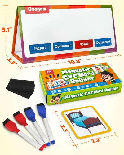 Vista 7 de Coogam - Constructor de palabras CVC, juegos magnéticos de palabras visuales con tarjetas, juego de lectura y ortografía de emparejamiento