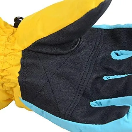 Vista 4 de HILEELANG Guantes de esquí de nieve para niños y niñas, impermeables, para invierno, para exteriores, para clima frío, guantes de snowboard