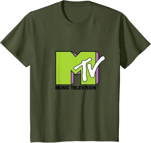 Vista 9 de Camiseta de tratamiento de relleno con logotipo MTV verde lima y morado, Negro, S Azul Marino