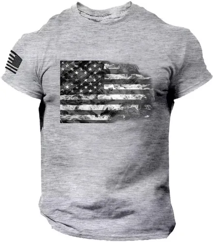 Vista 18 de Camisetas de verano para hombre, estilo casual, ajustado, manga corta, de algodón, patriótica, de Estados Unidos, con bandera americana, camiseta