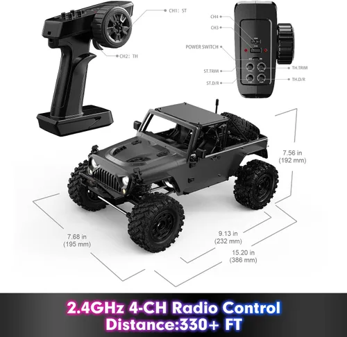 Vista 6 de HYPER GO H12Y 1/12 RC Rock Crawlers sin escobillas 4X4 para adultos, camiones RC todo terreno con ejes portal, impermeables con estuche de metal