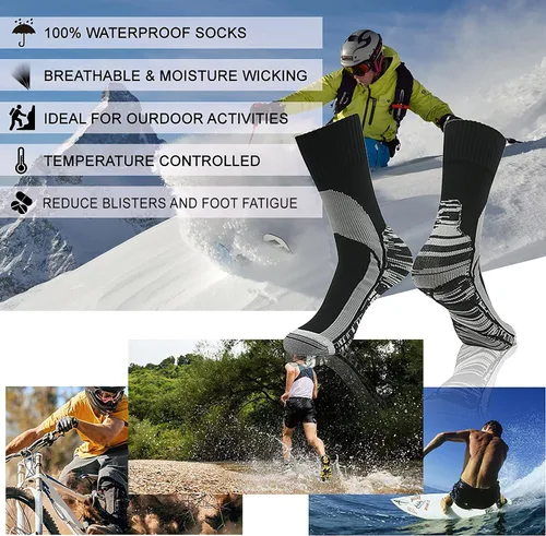 Vista 5 de RANDY SUN - Calcetines 100% impermeables, unisex, para practicar senderismo, caminar, correr, esquiar, etc