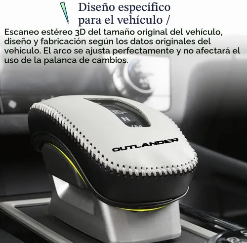 Vista 6 de Accesorios de interior personalizados para Mitsubishi Outlander 2022 2023 2024 Cubierta protectora de palanca de cambios de coche de cuero
