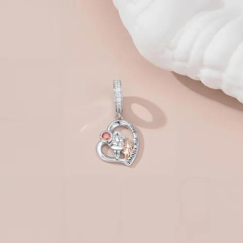 Vista 130 de PROESS Dije para padre, madre e hija, pulsera de plata de ley para pulseras, regalos de cumpleaños, día de San Valentín, para hija, madre, amante