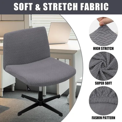 Vista 3 de MINGPINHUIUS Funda para silla ajustable sin brazos: moderna sin brazos, funda para silla de tocador con tiras cruzadas, fundas protectoras