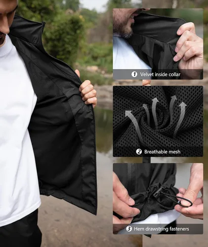 Vista 3 de SWISSWELL Trajes de lluvia impermeables y ligeros para hombres y mujeres, chaqueta y pantalones para golf, senderismo, viajes