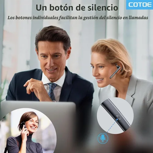 Vista 4 de COTOE Auriculares Bluetooth V5.3, auricular inalámbrico con estuche de carga de 500 mAh, auriculares manos libres, micrófono con cancelación