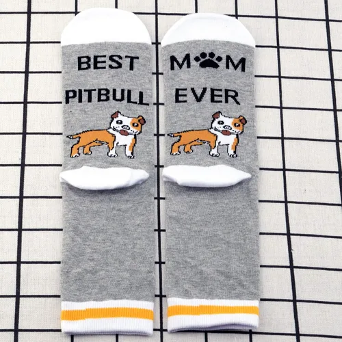 Vista 2 de MBMSO 2 pares de calcetines Pitbull mamá mejor Pitbull mamá siempre Pitbull calcetines divertidos Pitbull Owner regalos
