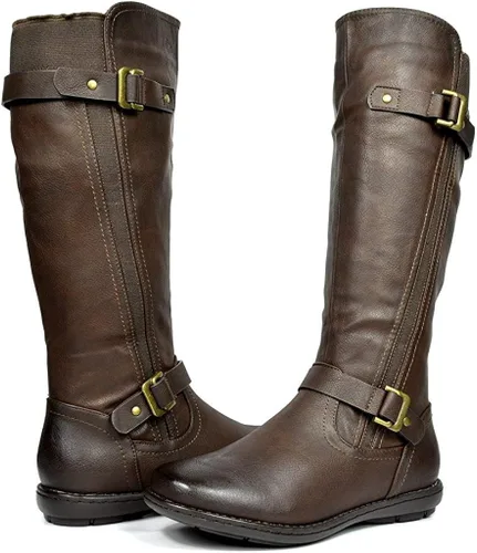 Vista 2 de DREAM PAIRS - Botas de invierno altas hasta la rodilla con forro de piel sintética para mujer