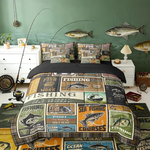 Vista 59 de Feelyou Juego de edredón de ciervo con sábanas – Tamaño Queen 7 piezas Juego de ropa de cama infantil de caza rústica – Cama de ciervo de cabaña