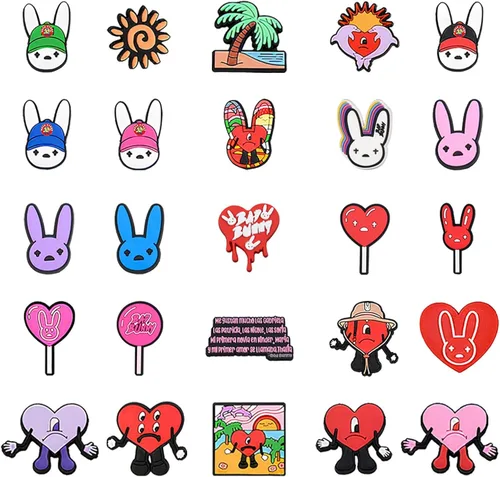 Vista 4 de Ahunesa Paquete de 100 dijes para zapatos decorativos para zapatos, pantuflas de jardín, zapatos de jardín, sandalias, pulseras, accesorios