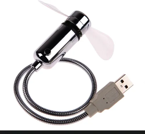 Vista 2 de Anysecu - Ventilador de reloj USB con luz LED de reloj en tiempo real - Cool Gadget (plata 1 unidad)