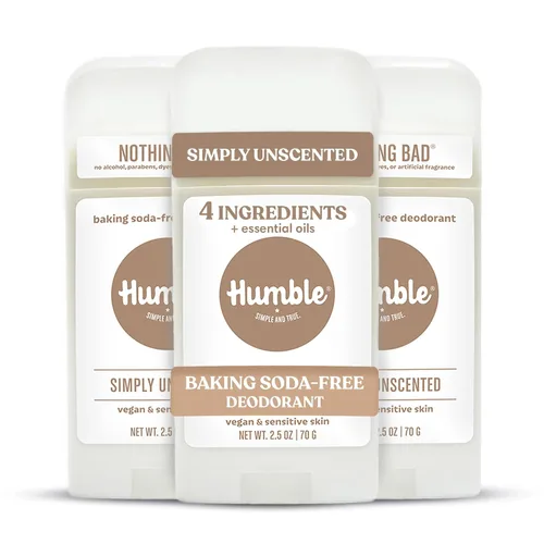 Vista 16 de HUMBLE BRANDS Desodorante sin aluminio, vegano y libre de crueldad, formulado para pieles sensibles, simplemente sin perfume, 2.5 onzas