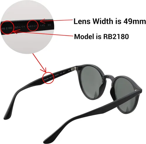 Vista 4 de Walleva Lentes de repuesto para lentes de sol Ray-Ban RB2180 de 1929in múltiples opciones disponibles