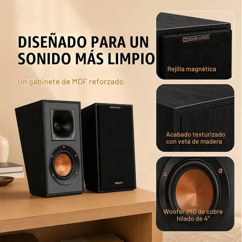Vista 7 de Klipsch R-41SA - Juego de 2 altavoces potentes y detallados para el hogar, color negro Use on compatible tower or bookshelf speakers for reflected