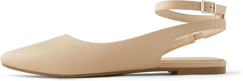 Vista 5 de Arromic Zapatos planos con puntera puntiaguda para mujer, con correa ajustable en el tobillo, zapatos sin cordones
