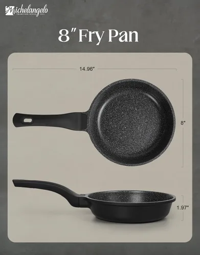 Vista 8 de MICHELANGELO Sartén antiadherente – Sartén pequeña antiadherente de 8 pulgadas con mango de silicona Fácil de limpiar, compatible con todas