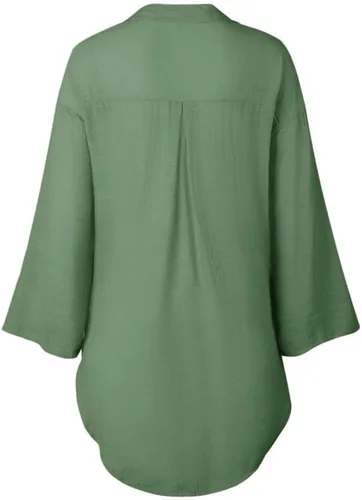 Vista 80 de Camisas de manga larga con botones para mujer, asimétricas, casuales, con cordones, túnica de gran