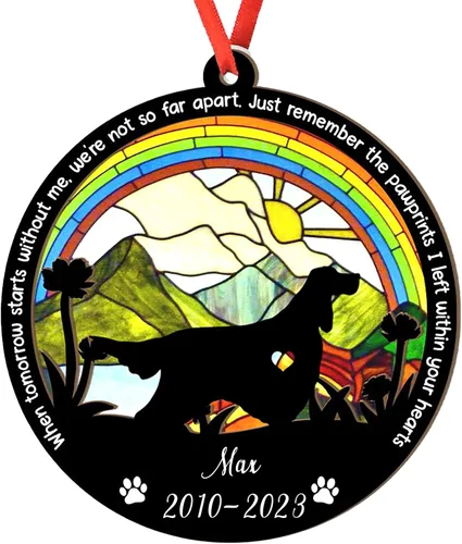 Vista 70 de Adorno personalizado para atrapasoles de sabueso afgano, adorno de Navidad de sabueso afgano, regalo para perro amante, sabueso afgano conmemorativo