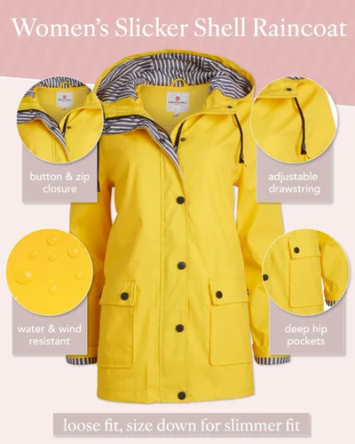 Vista 4 de URBAN REPUBLIC Chubasquero para mujer Chaqueta impermeable cortavientos resistente al agua (S-3XL)