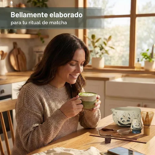 Vista 4 de Juego de batidor de matcha de 7 piezas con cuenco y batidor de 100 puntas
