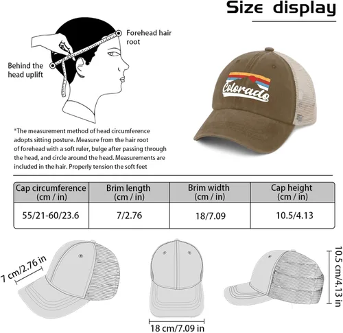 Vista 7 de Colorado Mountains Hat Trucker Hat Men Trendy Mesh Hat for Summer, Pigmento Caqui02, Talla única
