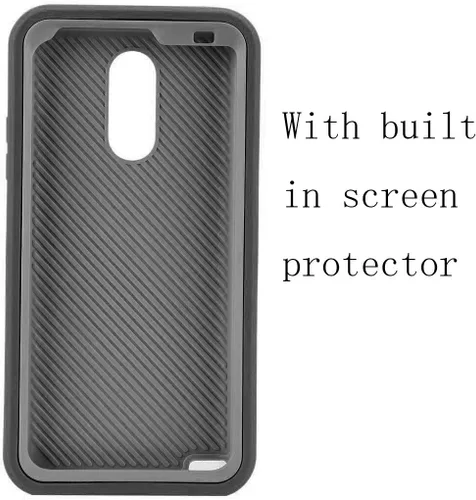 Vista 2 de Funda para LG Stylo 4 Plus con protector de pantalla integrado, híbrido de alto impacto resistente resistente a los golpes de cuerpo completo a Negro
