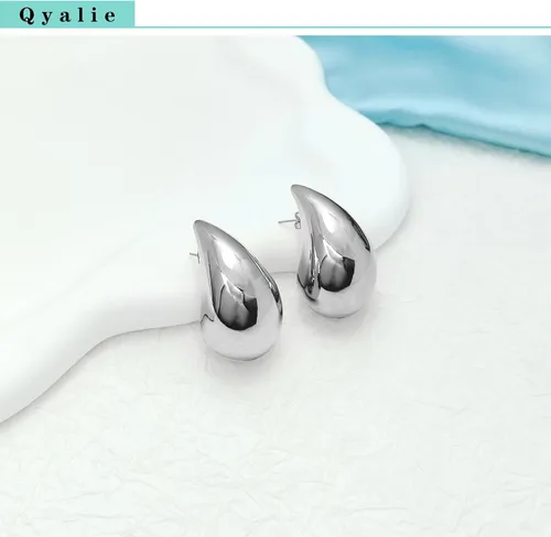 Vista 5 de Aretes de aro de oro grueso para mujer, aretes de lágrima de moda, grandes, gruesos, ligeros, chapados en oro de 18 quilates, joyería de diseñador