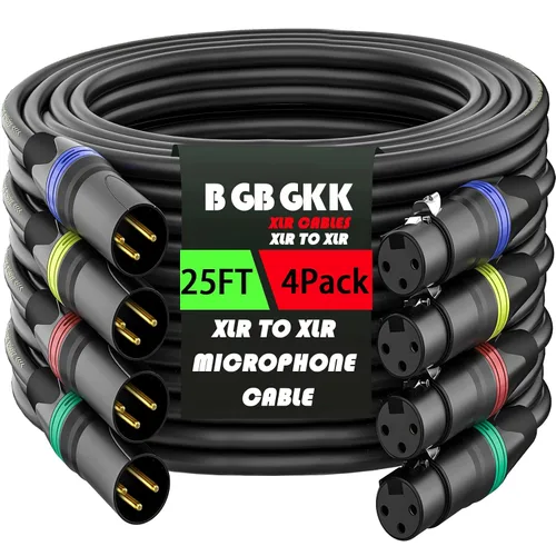 Vista 10 de XLR Cables - Cable de micrófono XLR profesional de 3 pines X L R de 3 pines chapado en oro, cable de micrófono equilibrado, multicolor