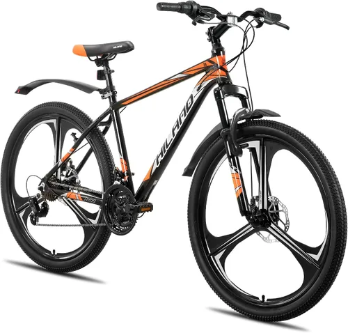 Vista 11 de Bicicleta de montaña HILAND de 26" para hombres, mujeres y adultos, 18 velocidades, freno de disco, marco ligero de aluminio, rueda de 3/6 radios