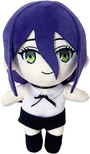 Vista 4 de JCvCX Peluche de niña de pelo negro con coleta corta, figura de anime, almohada suave para muñeca