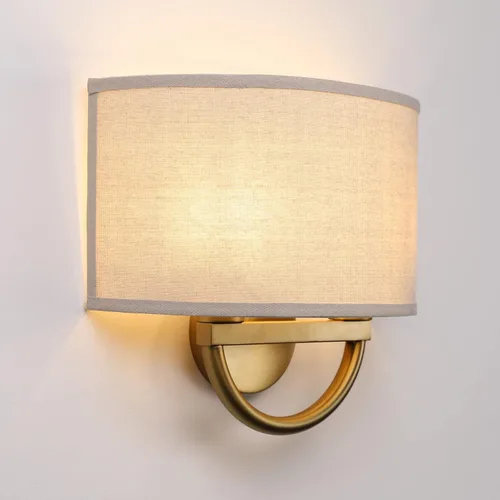 Vista 9 de Aplique de pared industrial de 2 luces con pantalla de tela de lino, lámparas de pared doble decoración para pasillo, dormitorio, sala de estar Latón