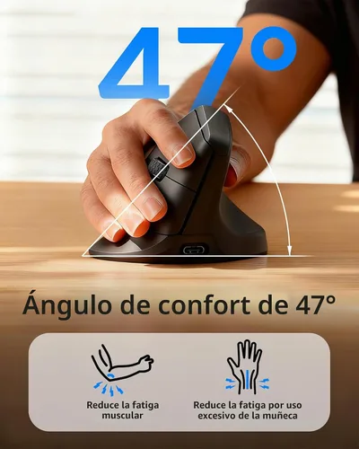 Vista 6 de Keychron Ratón vertical inalámbrico M5 1K con rueda de pulgar, clics