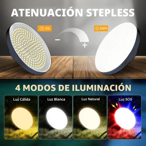 Vista 3 de Luces de camping portátiles recargables, luz LED de 5000 lm para tienda de campaña de 30 W con imán, IPX4 impermeable, linterna de campamento, falla