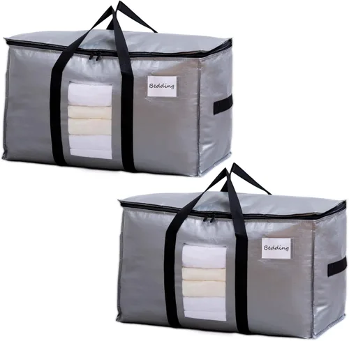 Vista 20 de TAILI - Bolsas de mudanza extra grandes, paquete de 10 bolsas negras resistentes para almacenamiento con ventana visible, asas envolventes