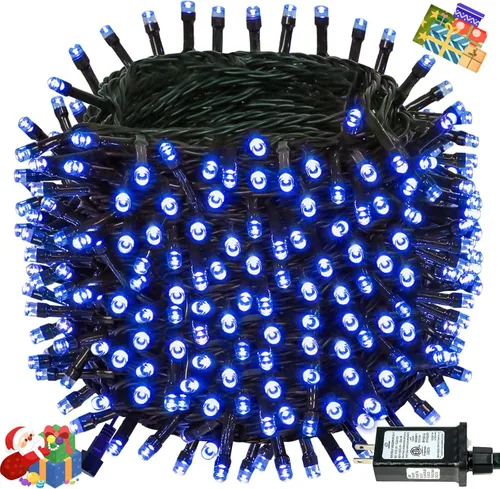 Vista 30 de Luces de cadena navideñas conectables de 240 LED de 88 pies, 13 modos, para interiores y exteriores, cable verde extensible, luces de árbol